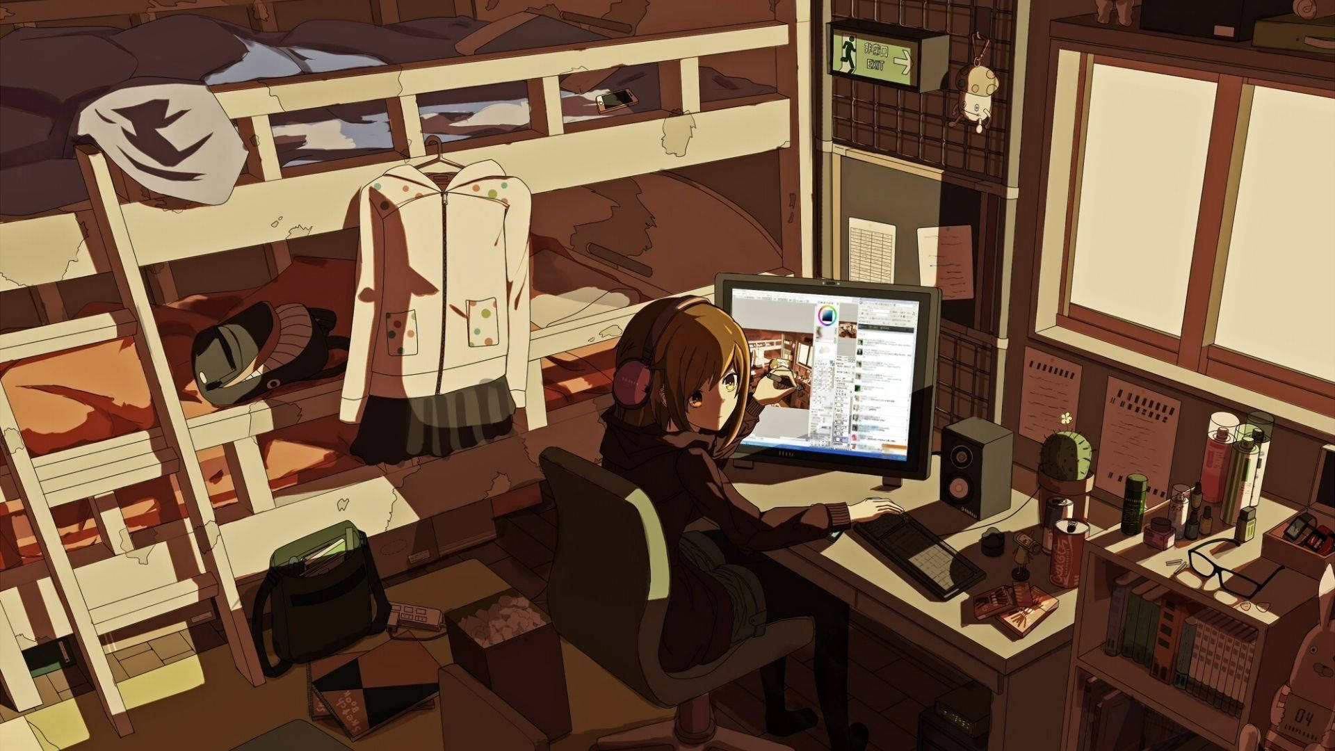 Okul Kızı Anime Odası Duvar Kağıdı