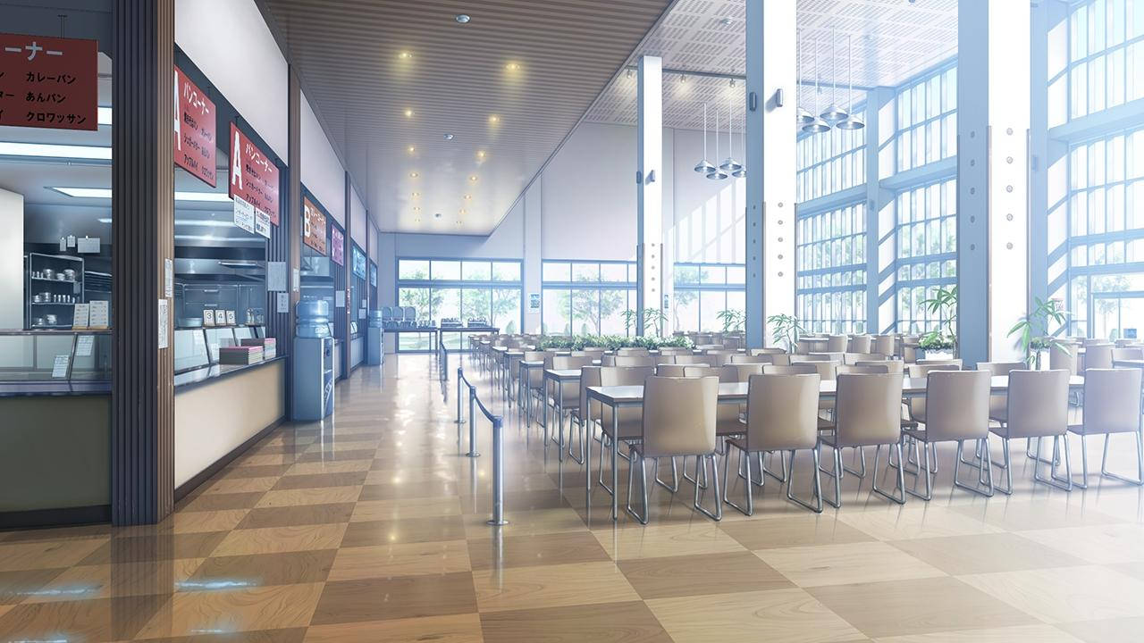 Okul Manzarası Animasyon Kolej Kafeteryası Duvar Kağıdı