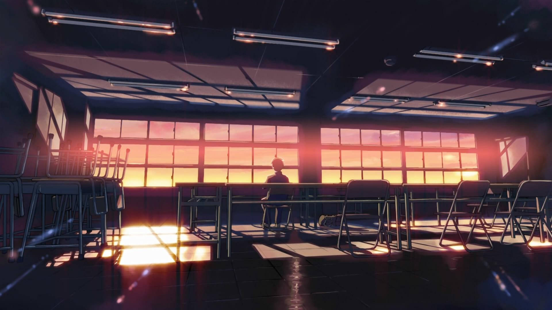 Okul Sonrası Sınıfta Anime Öğrenci Manzarası Duvar Kağıdı