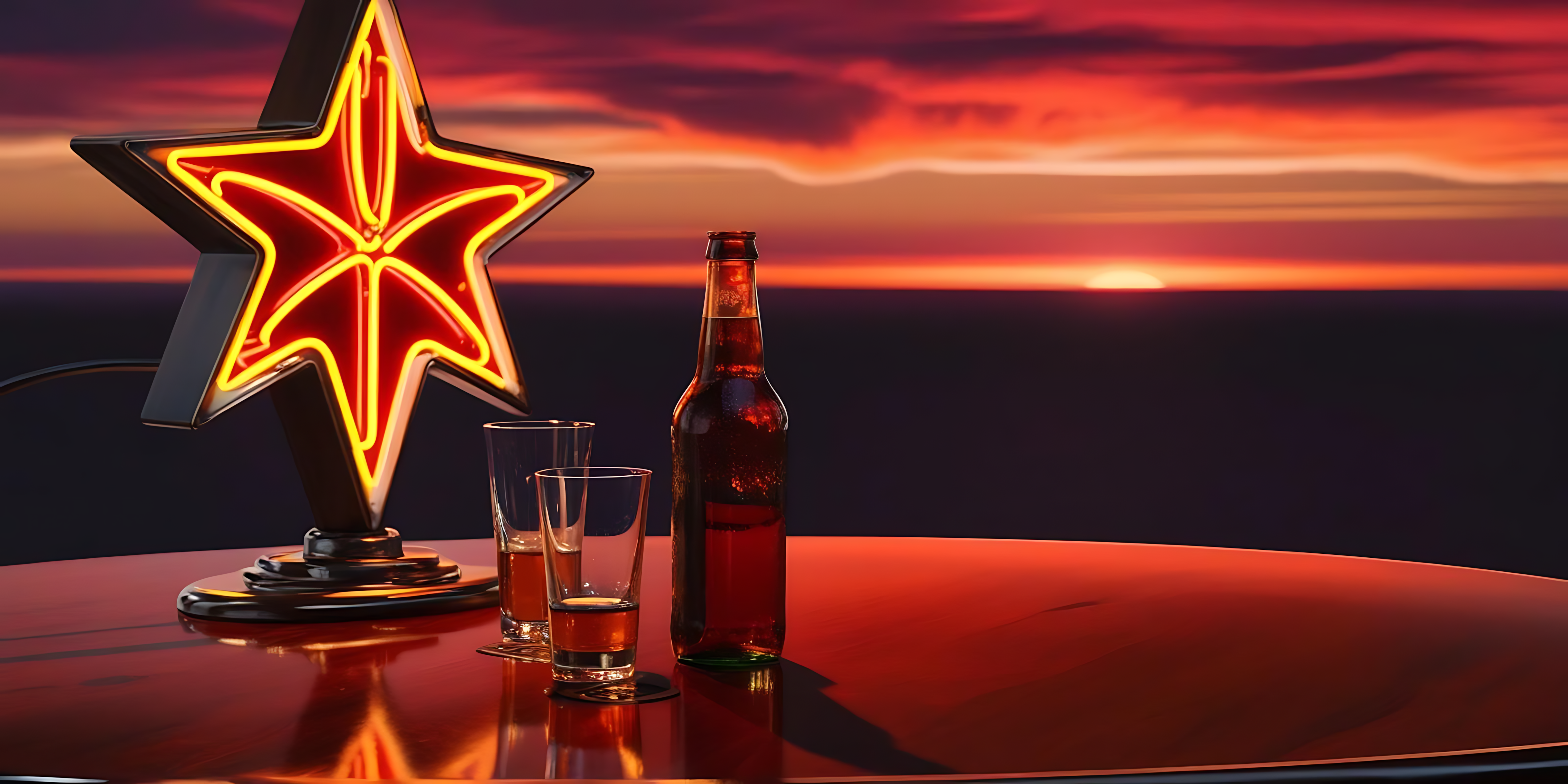 Okyanus kenarında yıldız şeklinde tatil ışığı Duvar Kağıdı