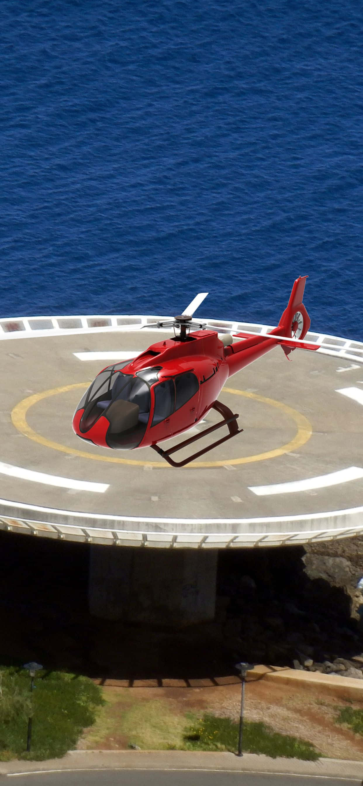 okyanus üzerinde uçan bir helikopter Duvar Kağıdı