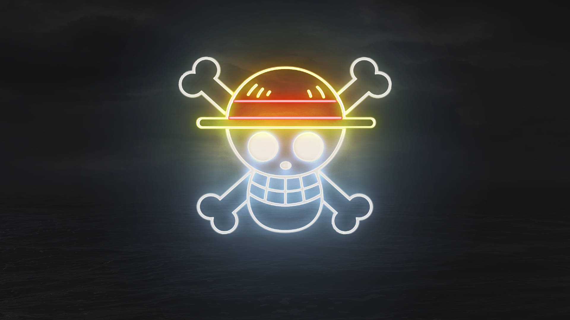 One Piece 4K Neon Işıklı Logo Duvar Kağıdı