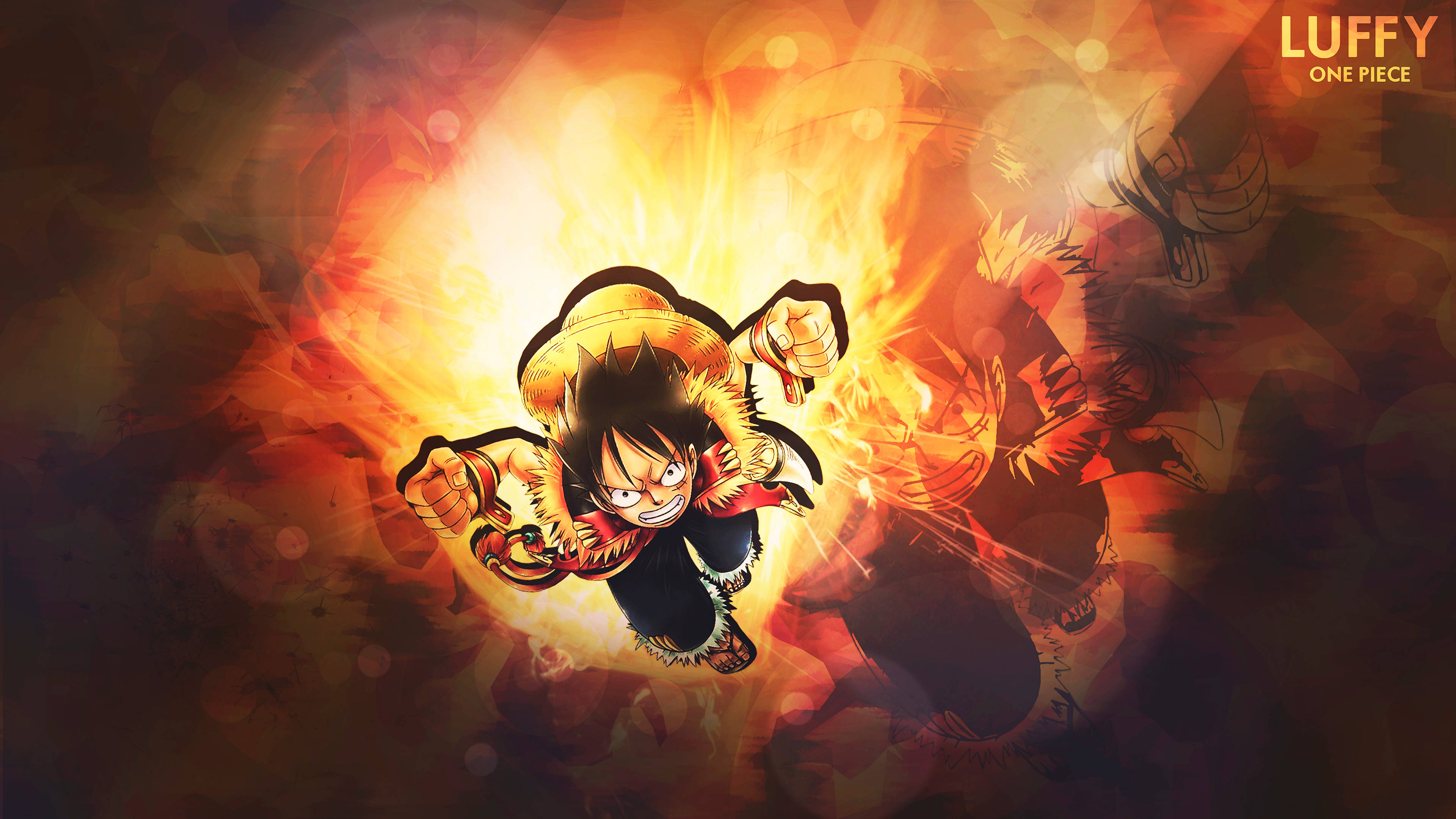 One Piece Ateşli Luffy Sanatı Duvar Kağıdı