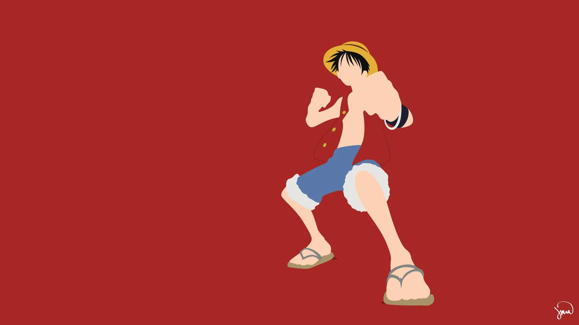 One Piece Kırmızı Minimalist iPhone Duvar Kağıdı