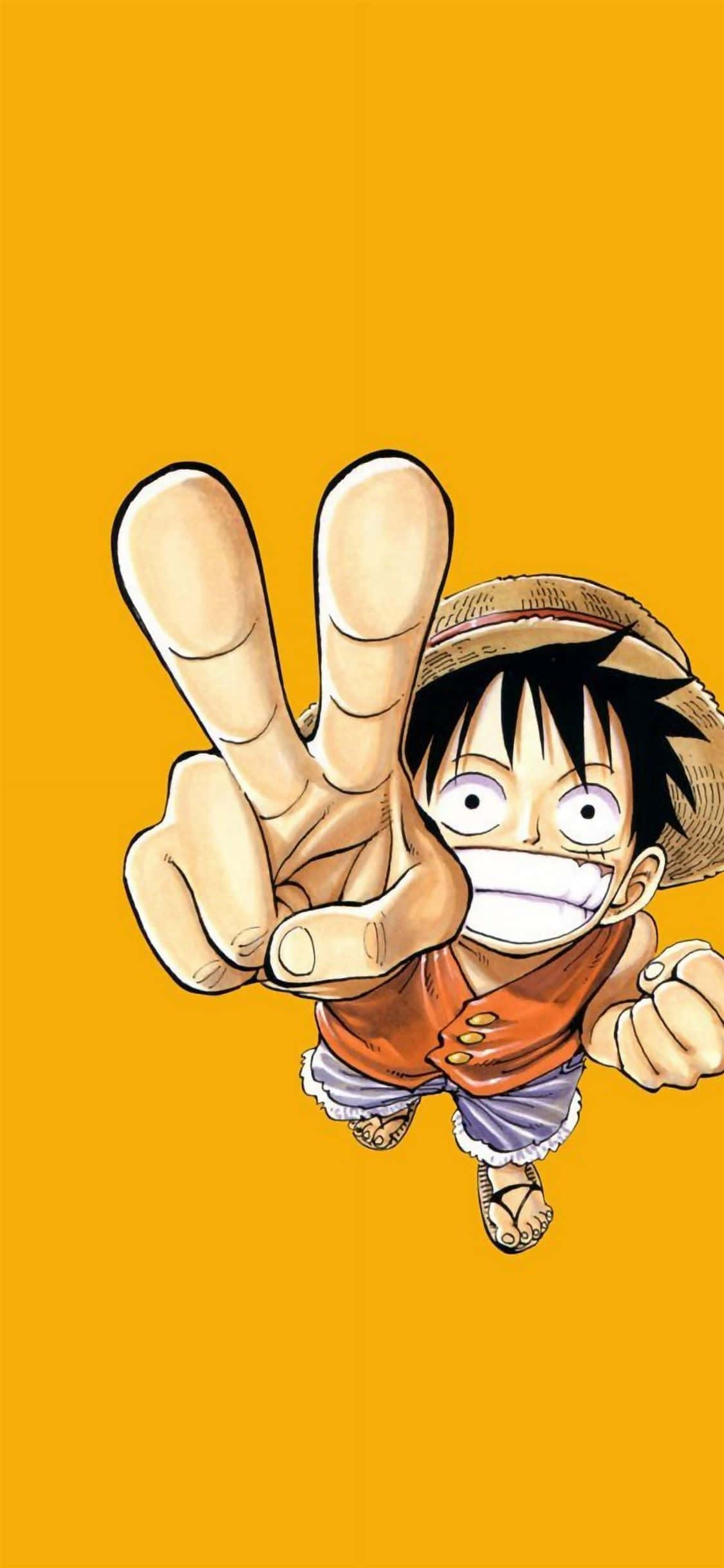 One Piece Luffy Barış İşareti Resmi Duvar Kağıdı