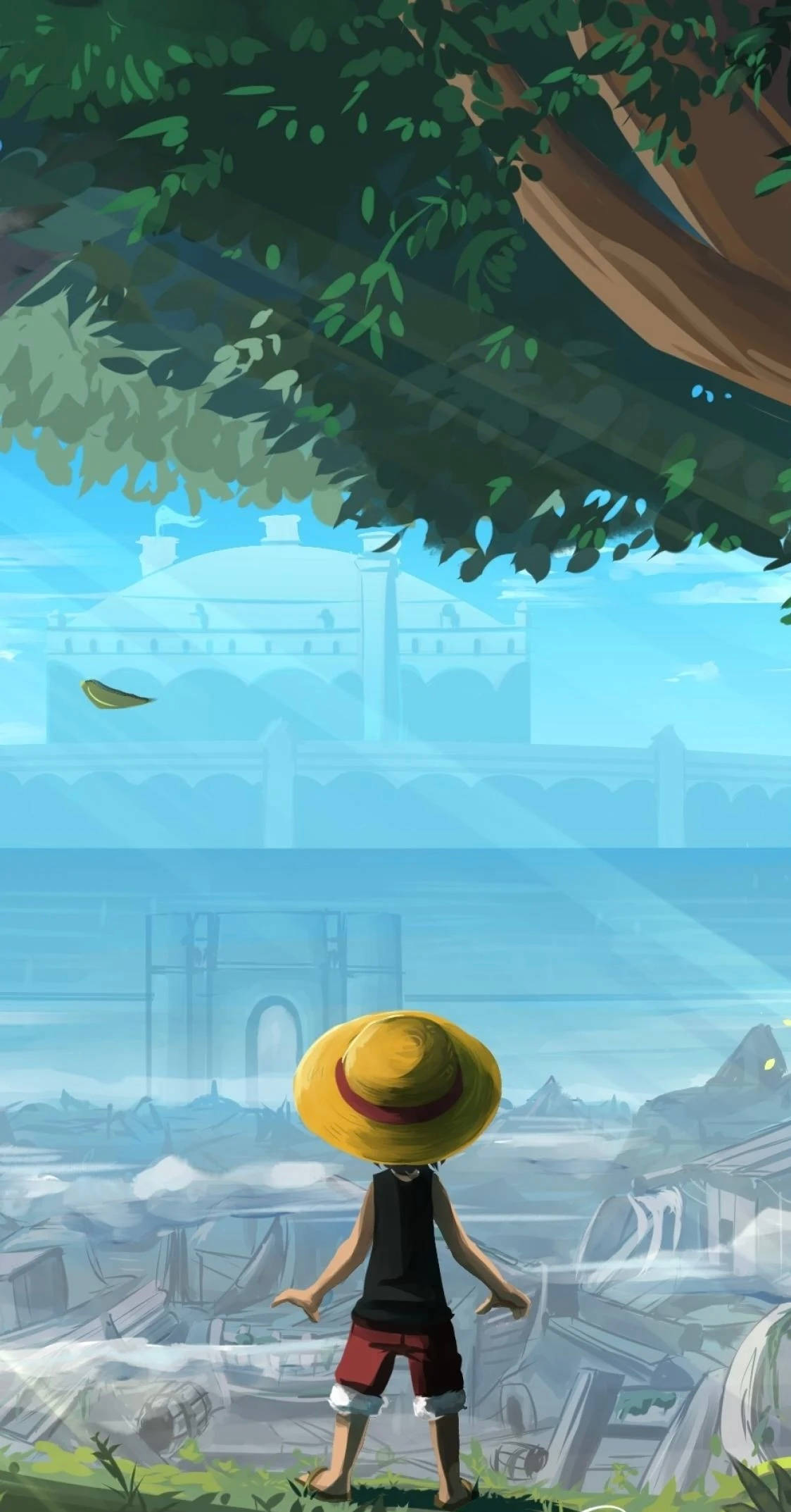 One Piece Luffy Dijital Çizim iPhone Duvar Kağıdı