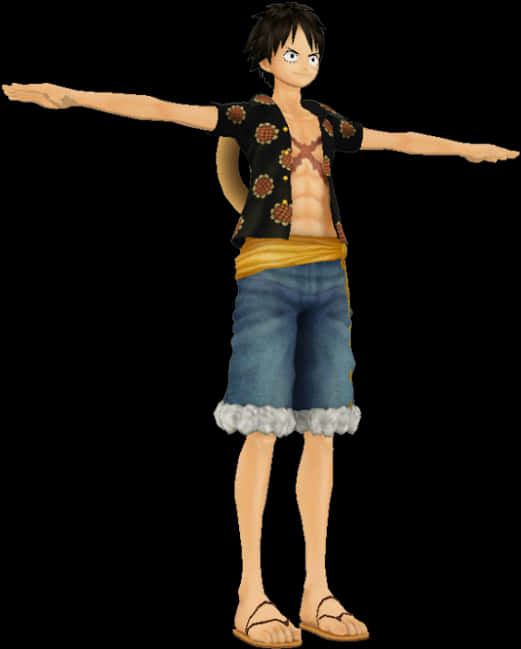 One Piece Luffy Kollarını Uzatıyor Duvar Kağıdı