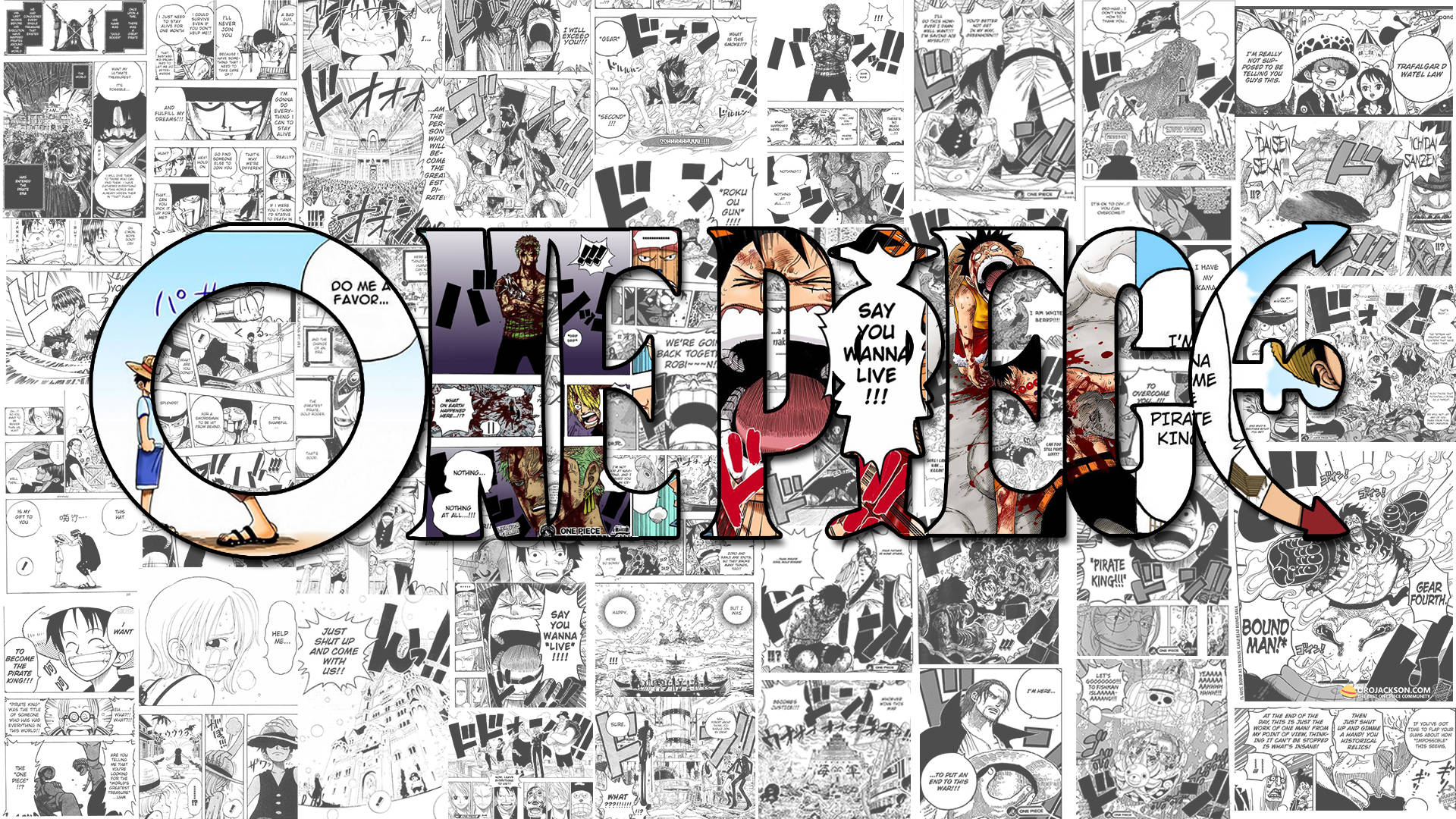 One Piece Manga Paneli Duvar Kağıdı