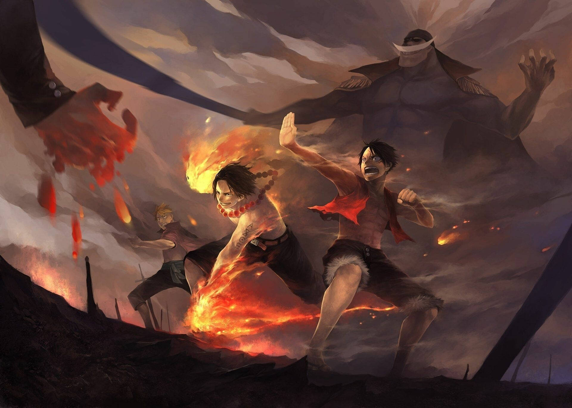 One Piece Masaüstü Luffy Ace Sabo Savaşı Duvar Kağıdı