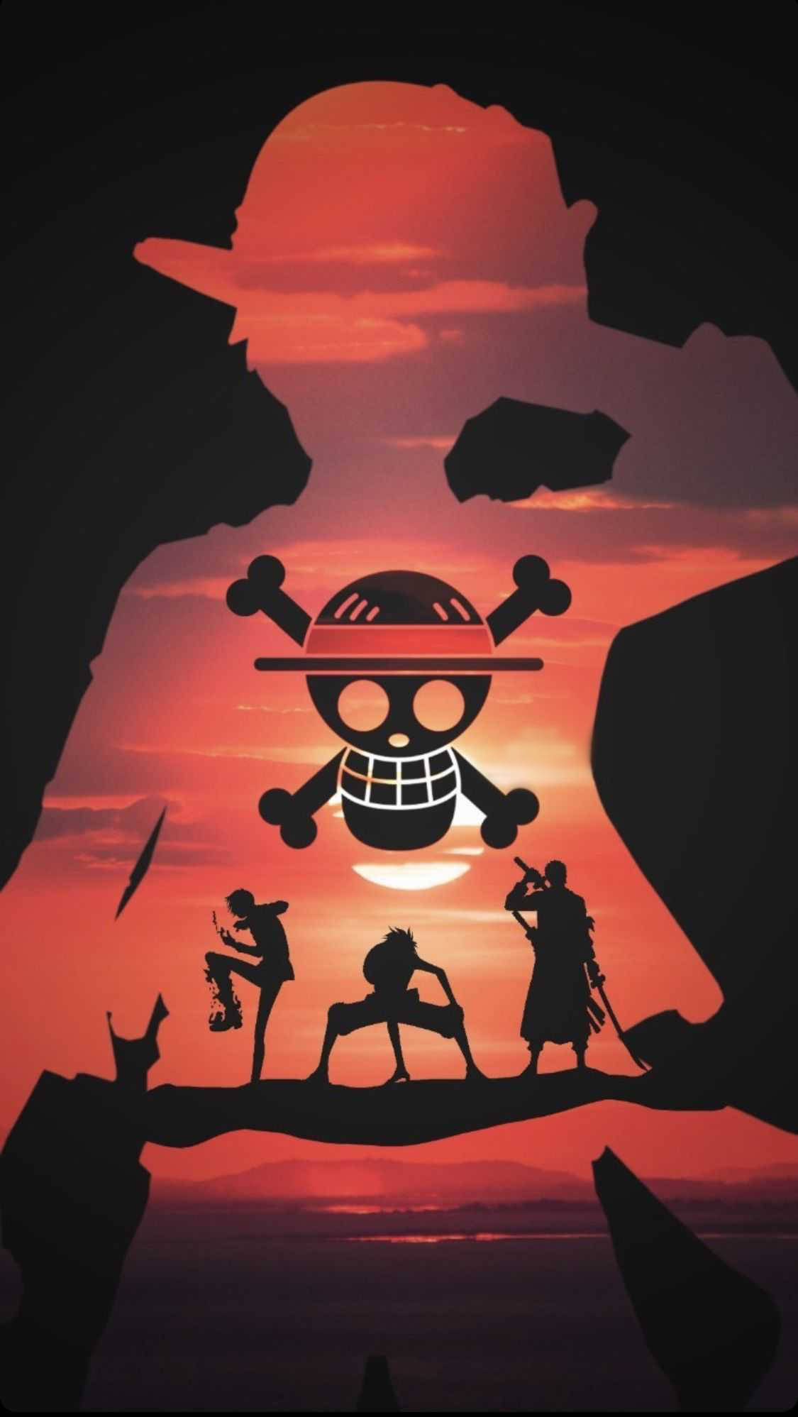 One Piece Silüet iPhone Duvar Kağıdı