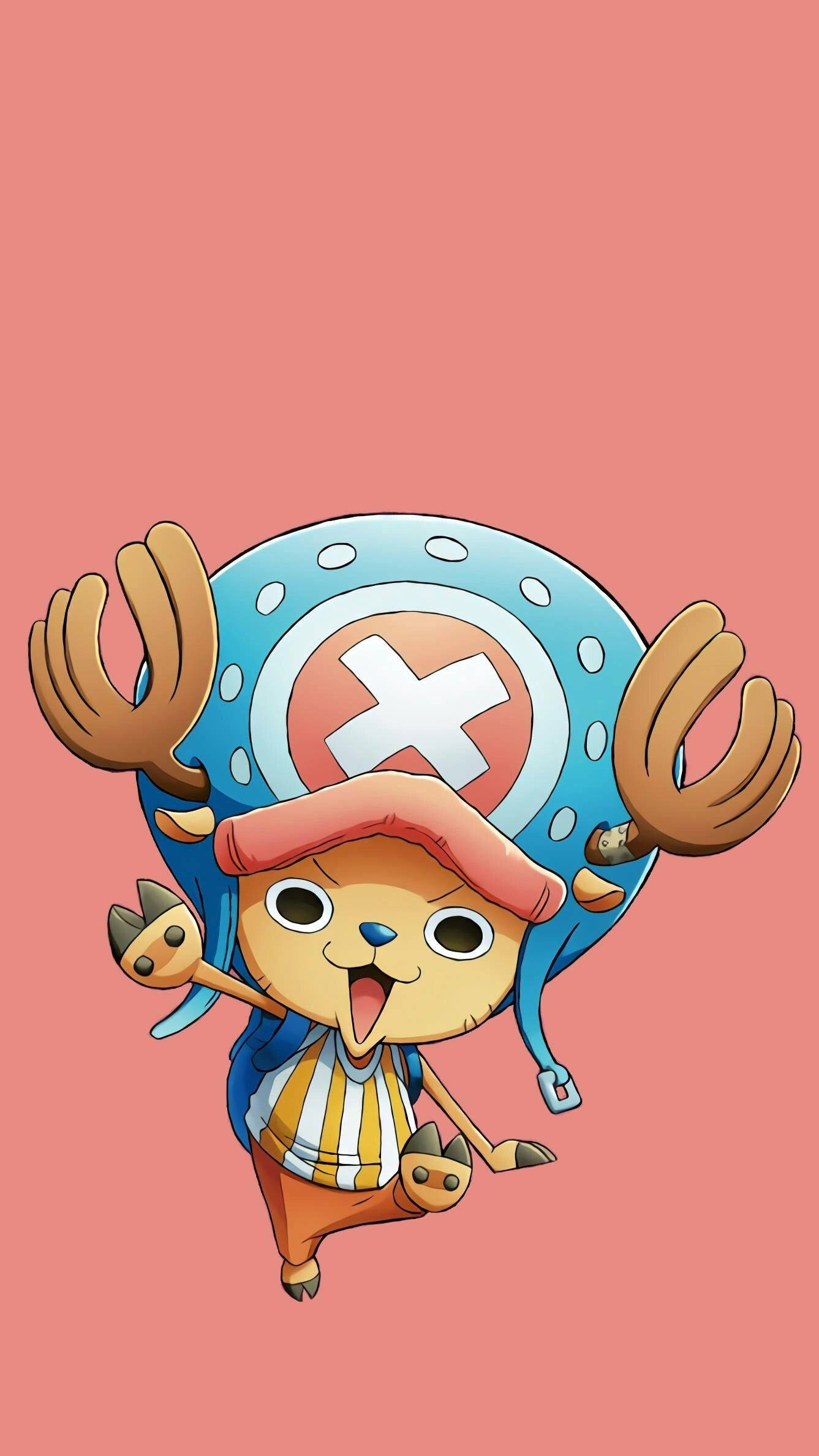 One Piece Telefon Duvar Kağıdı Şeftali Arka Planında Chopper Duvar Kağıdı