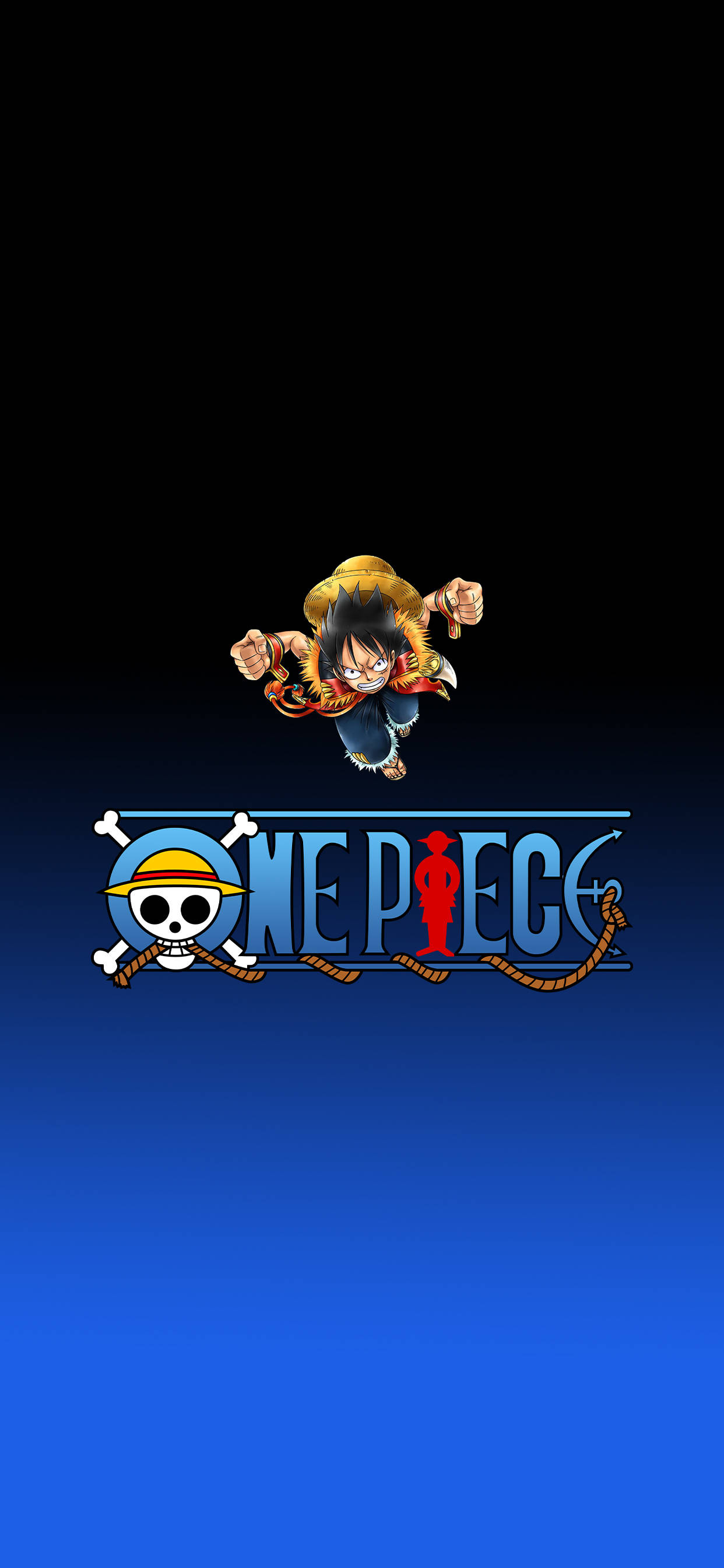 One Piece Telefon Logosu ve Luffy Duvar Kağıdı