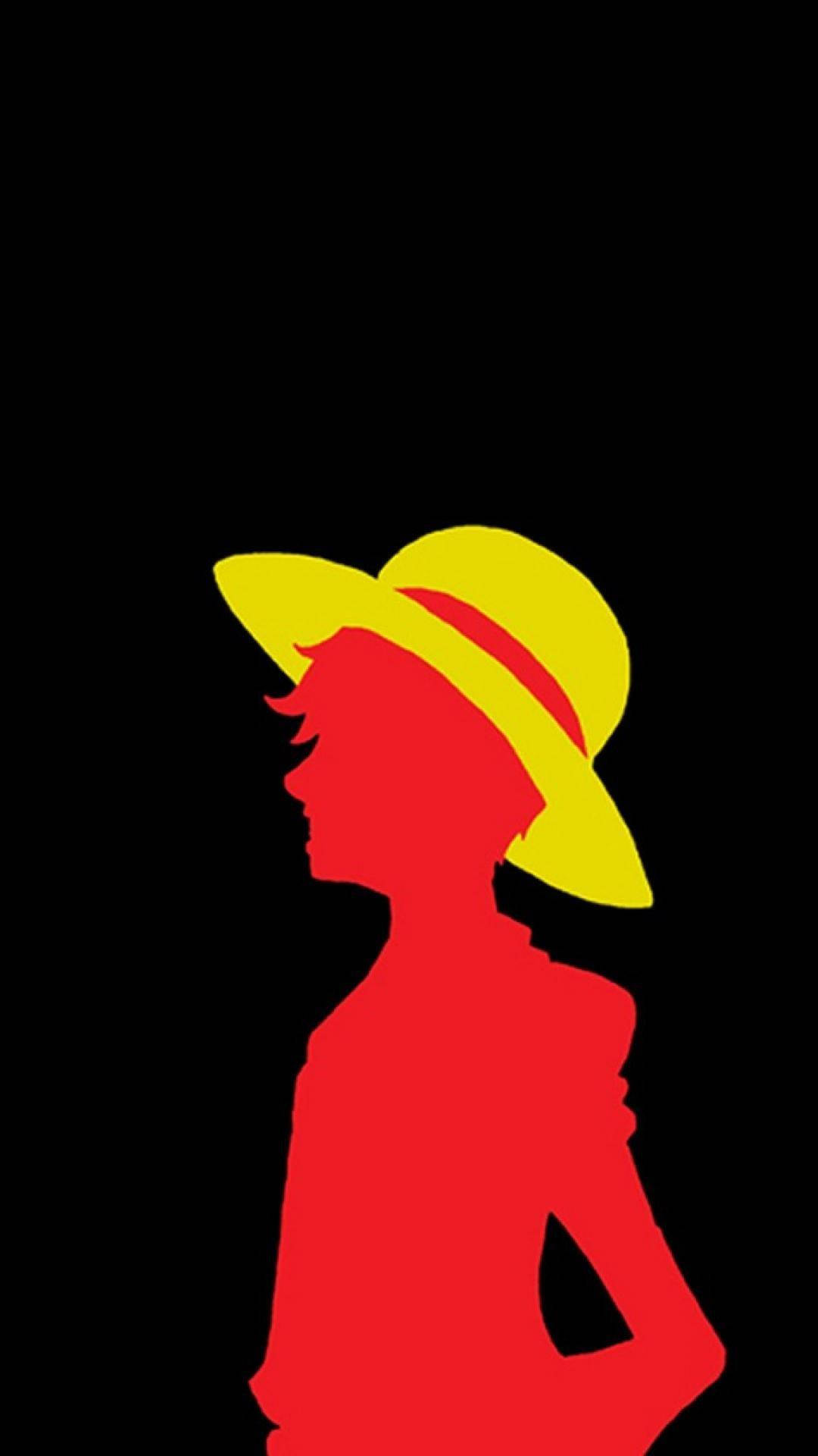 One Piece Telefon Luffy Silüeti Hasır Şapkalı Duvar Kağıdı