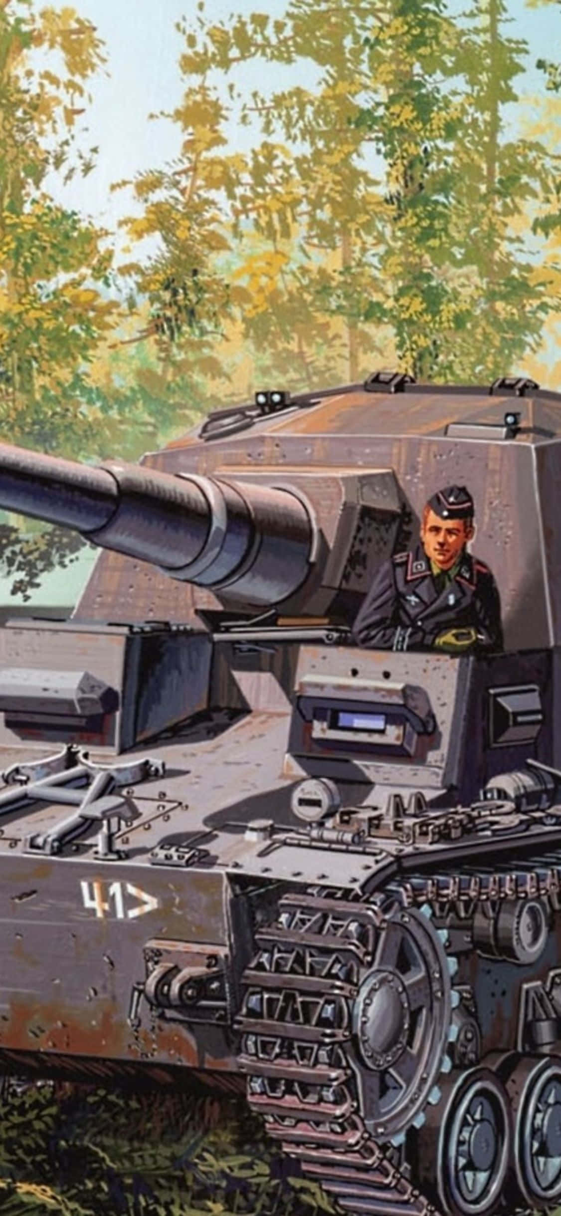Ormanda bir tank resmi Duvar Kağıdı
