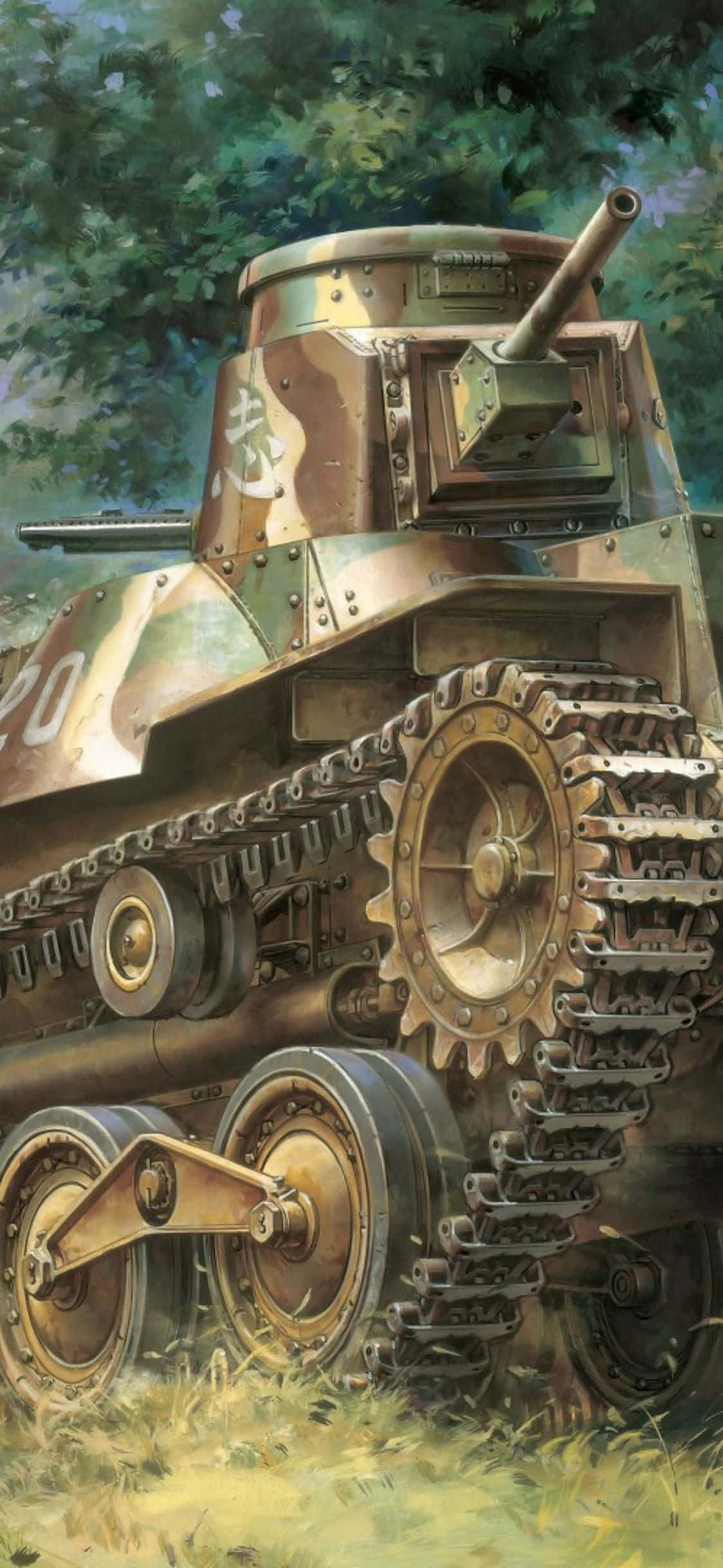 Ormandaki bir tankın resmi Duvar Kağıdı