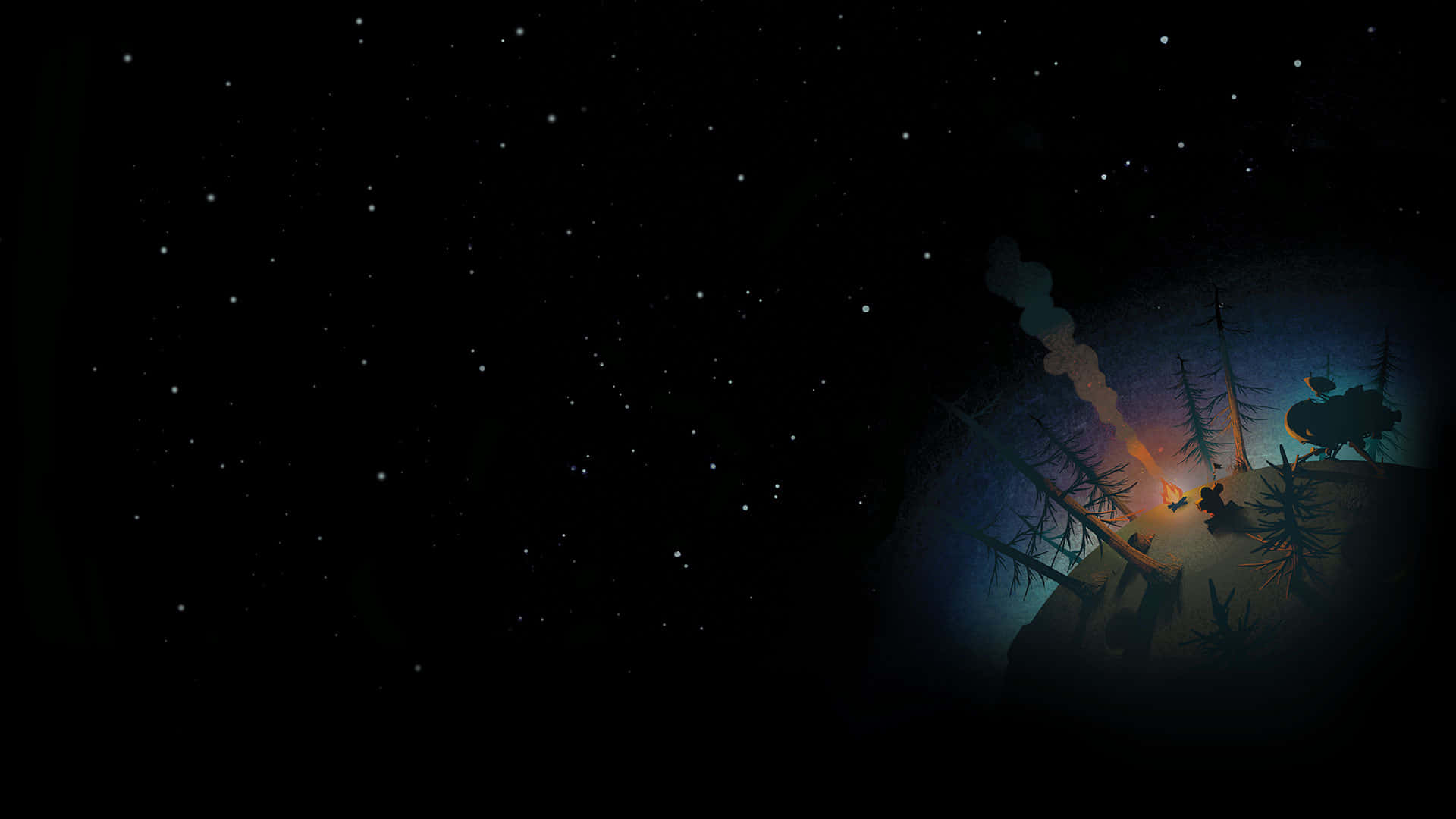 Outer Wilds Kamp Alanı Yıldızlı Gecede Duvar Kağıdı