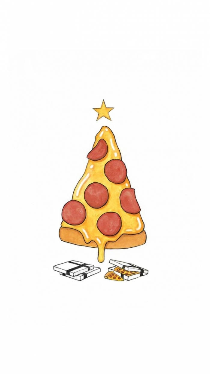 Özel Noel - iPhone'unuz için sıra dışı pizza ağacı Duvar Kağıdı