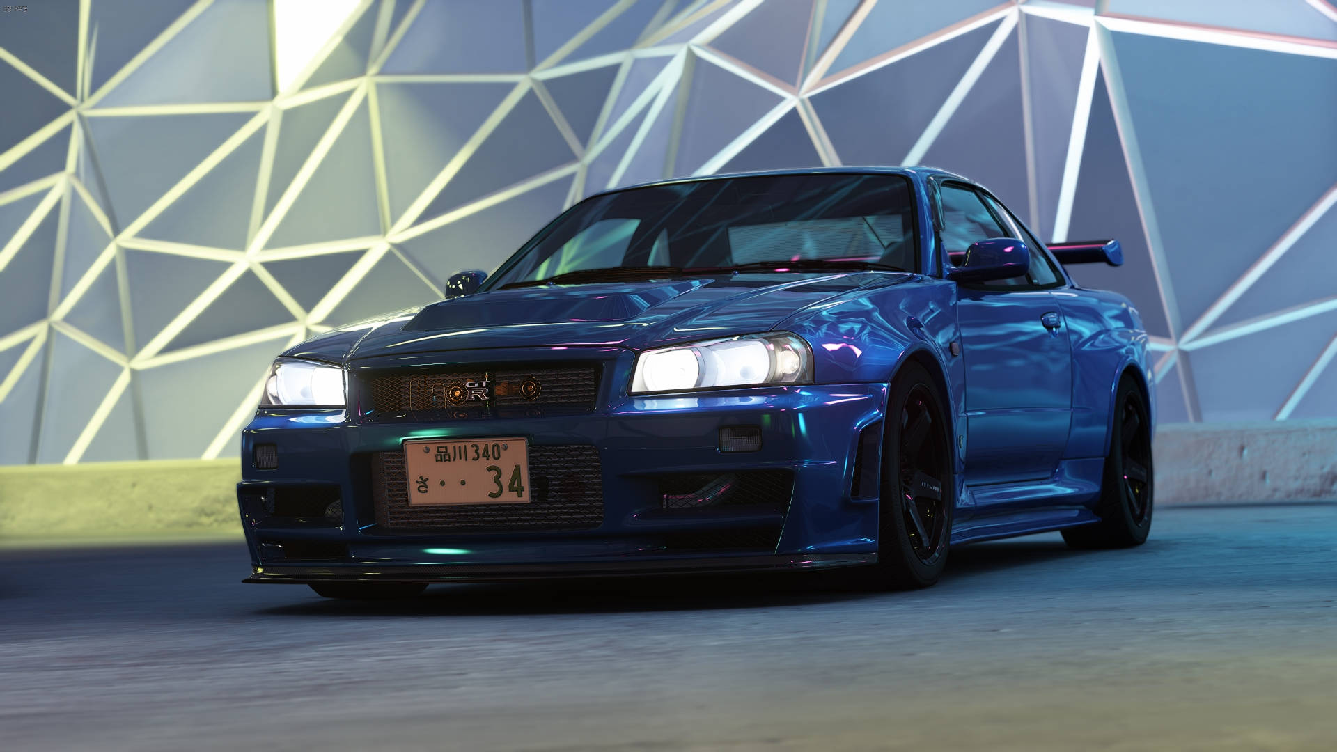 Özelleştirilmiş Mavi Nissan Skyline GTR R34 Duvar Kağıdı