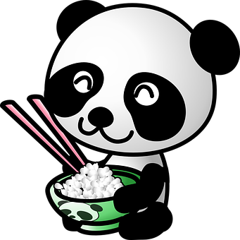 Panda Çizgi Film Pirinç Yiyor Duvar Kağıdı