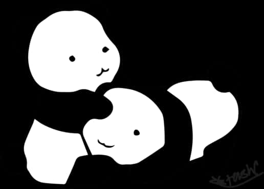 Panda Dostları Siyah Beyaz Duvar Kağıdı