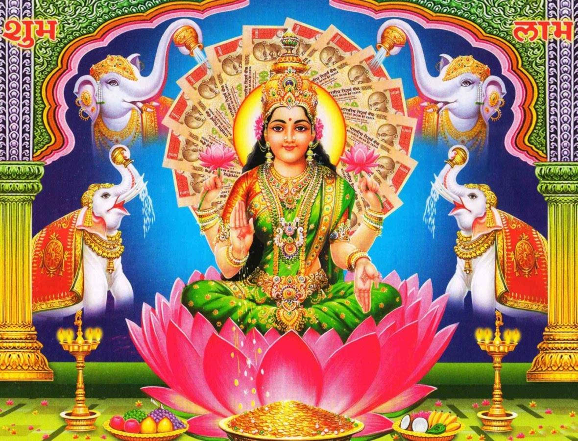 Parayla Süslenmiş Lakshmi Duvar Kağıdı