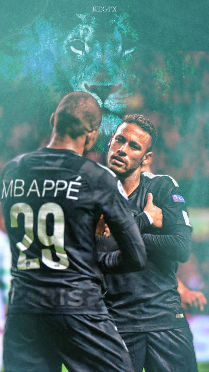 Paris Saint-Germain'den Neymar (sol) ve Mbappe (sağ) Duvar Kağıdı