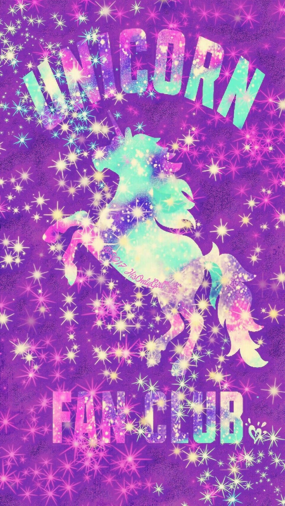 Parlak Galaksi Unicorn Hayran Kulübü İllüstrasyonu Duvar Kağıdı