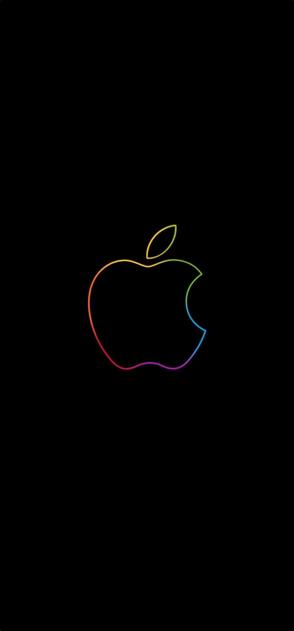 Parlak iPhone Arka Planında Gökkuşağı Apple Logosu Duvar Kağıdı
