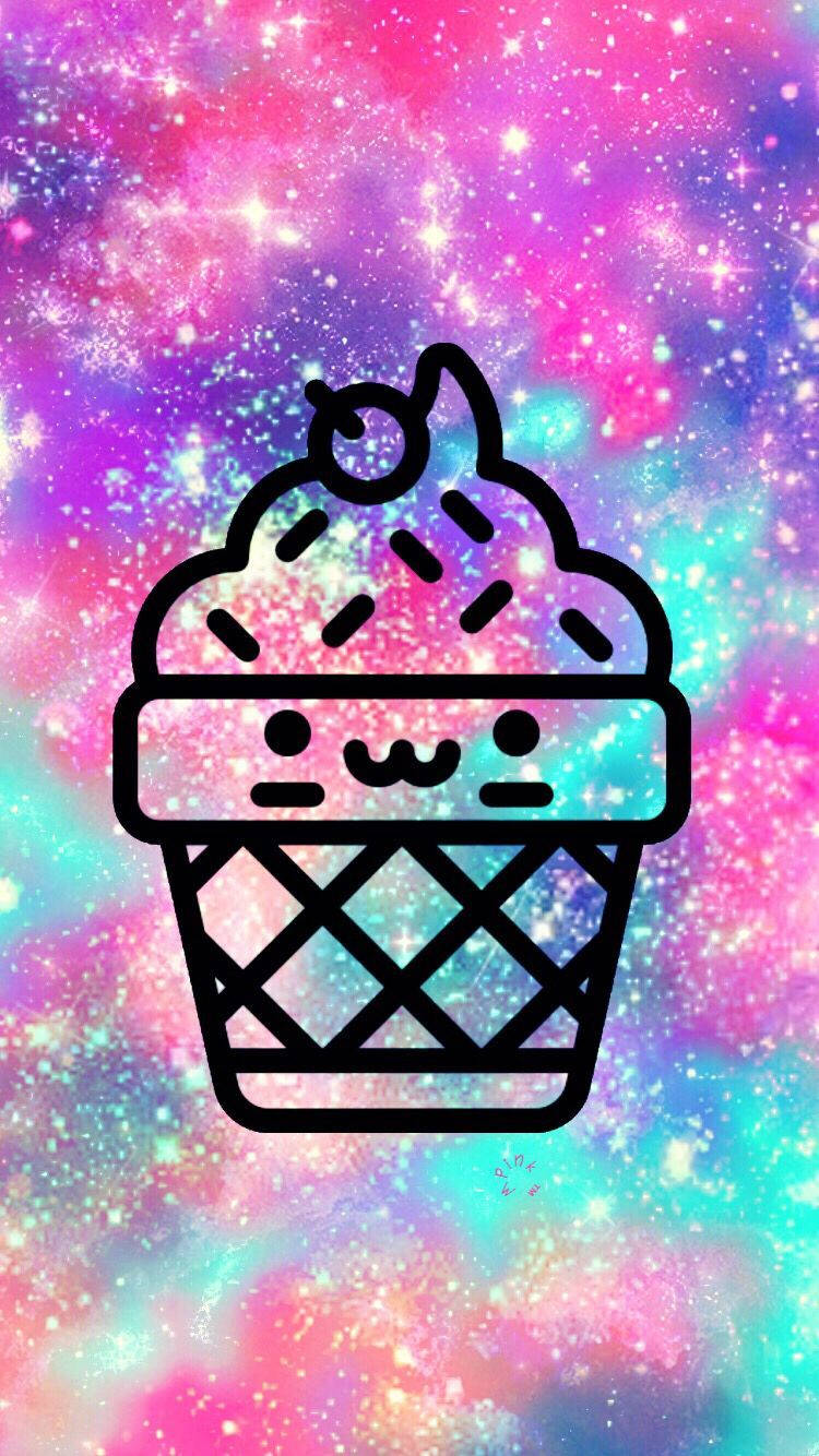 Parlak kawaii dondurma izi duvar kağıdı.