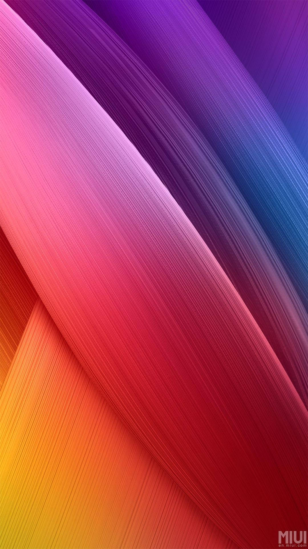 Parlak MIUI Duvar Kağıdı Mor, Turuncu ve Kırmızı Çizgilerle Duvar Kağıdı