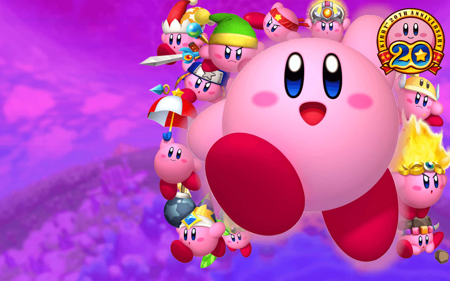 Parlak neon renkler Kirby arka planını canlandırıyor Duvar Kağıdı