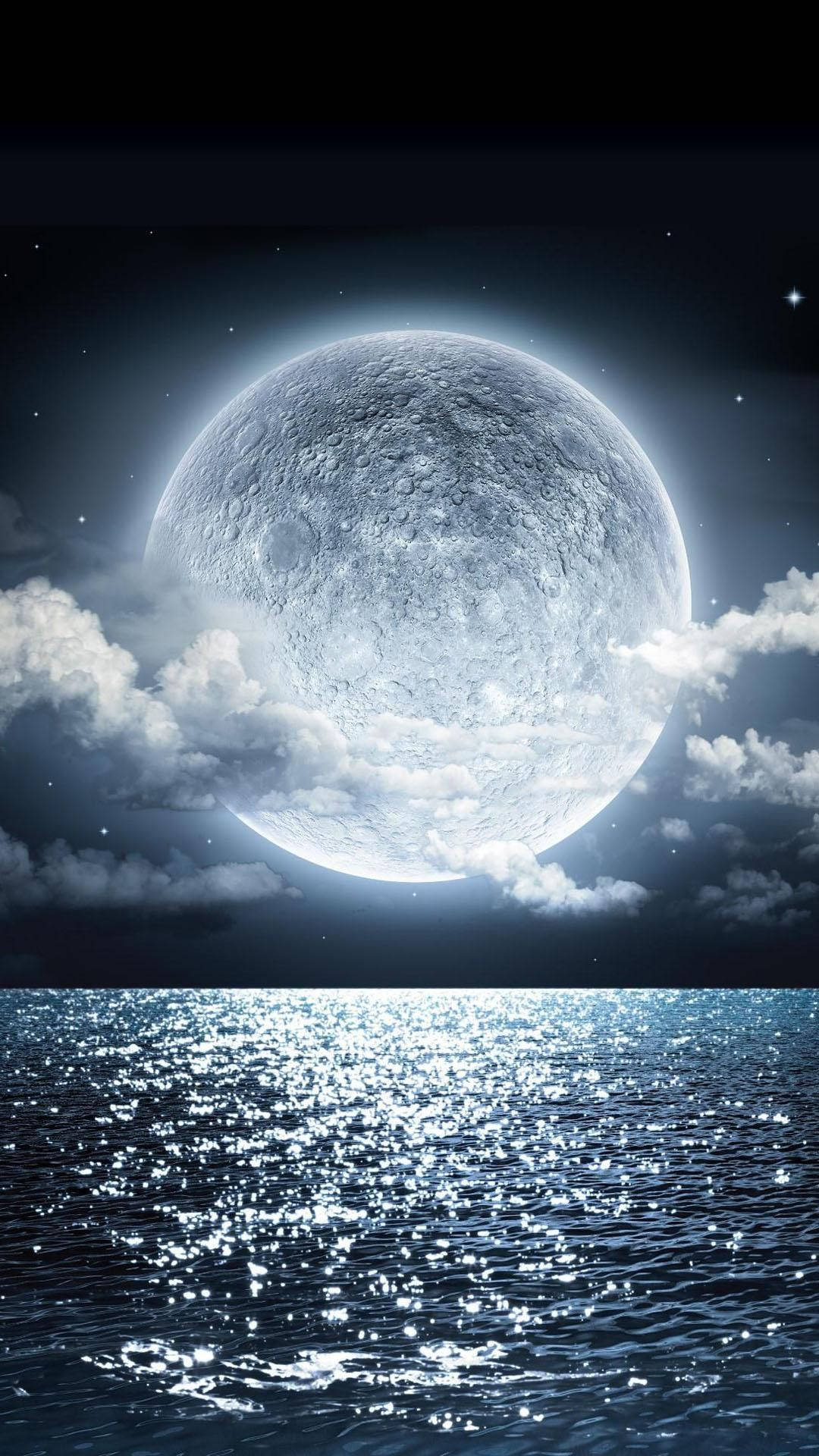 Parlayan Beyaz Güzel Ay — Gece gökyüzü GIF Duvar Kağıdı
