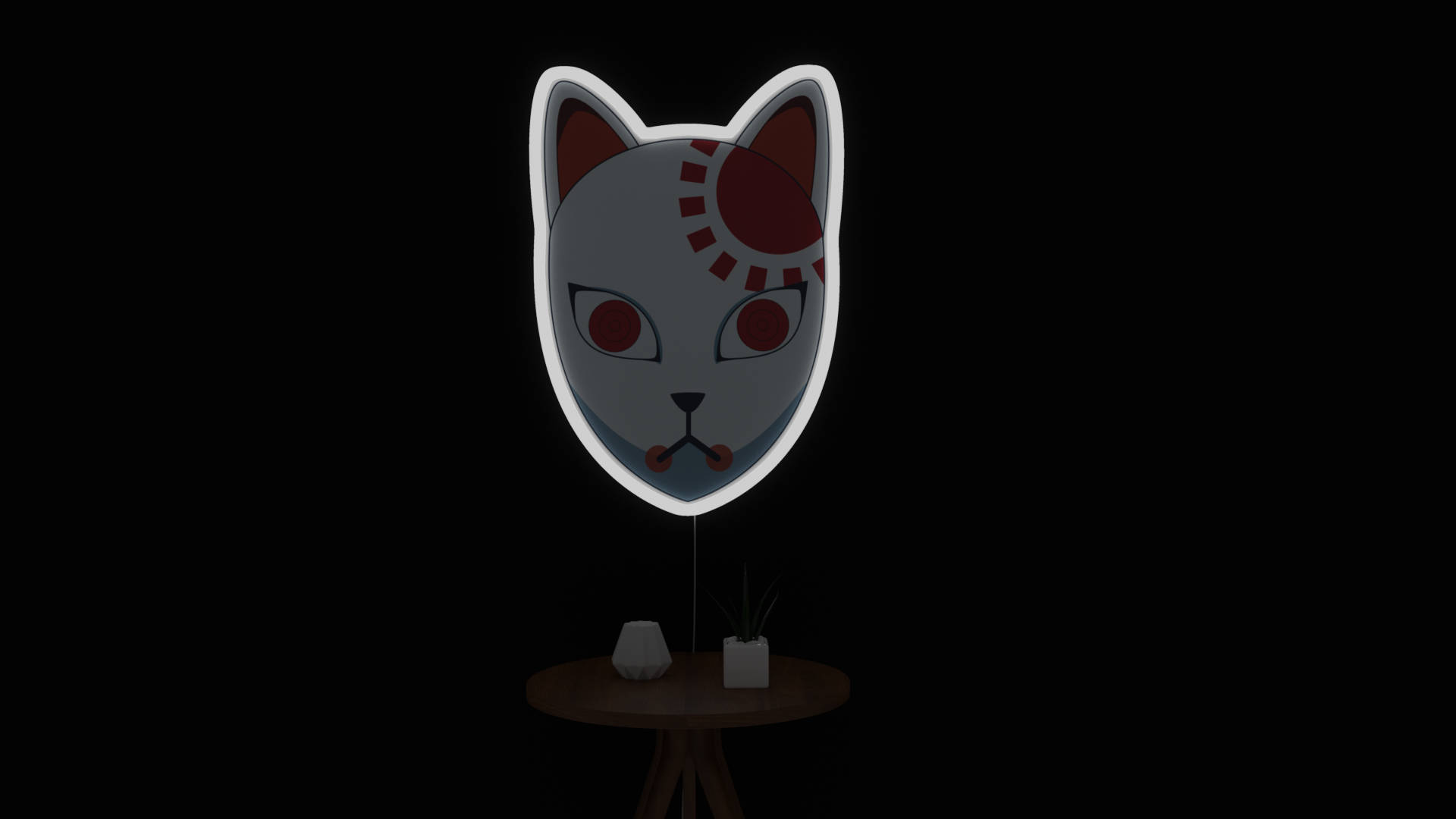 Parlayan Demon Slayer Maske Abajur Duvar Kağıdı