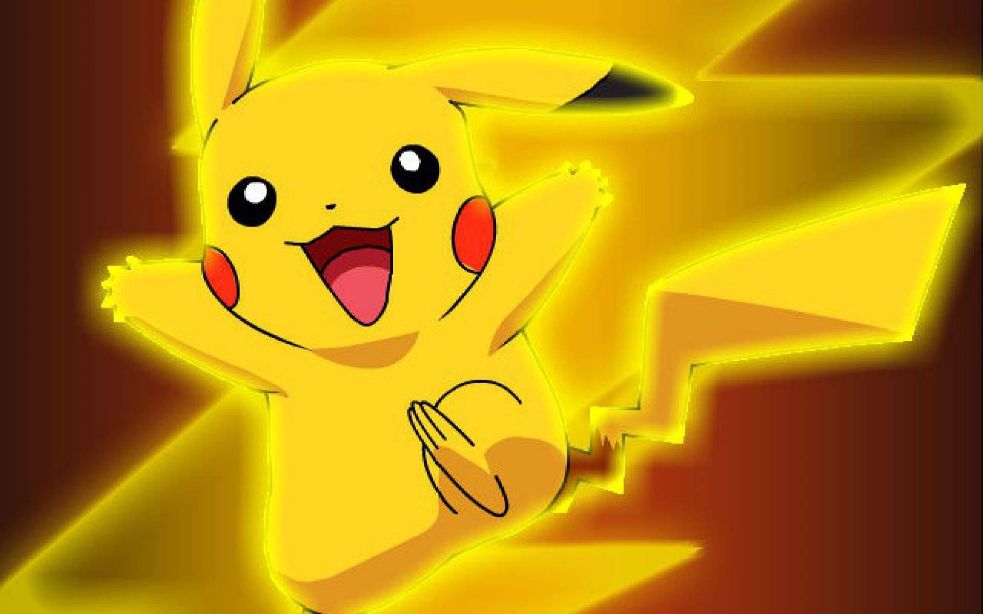 Kırmızı arka planda parlayan sarı Pikachu duvar kağıdı.