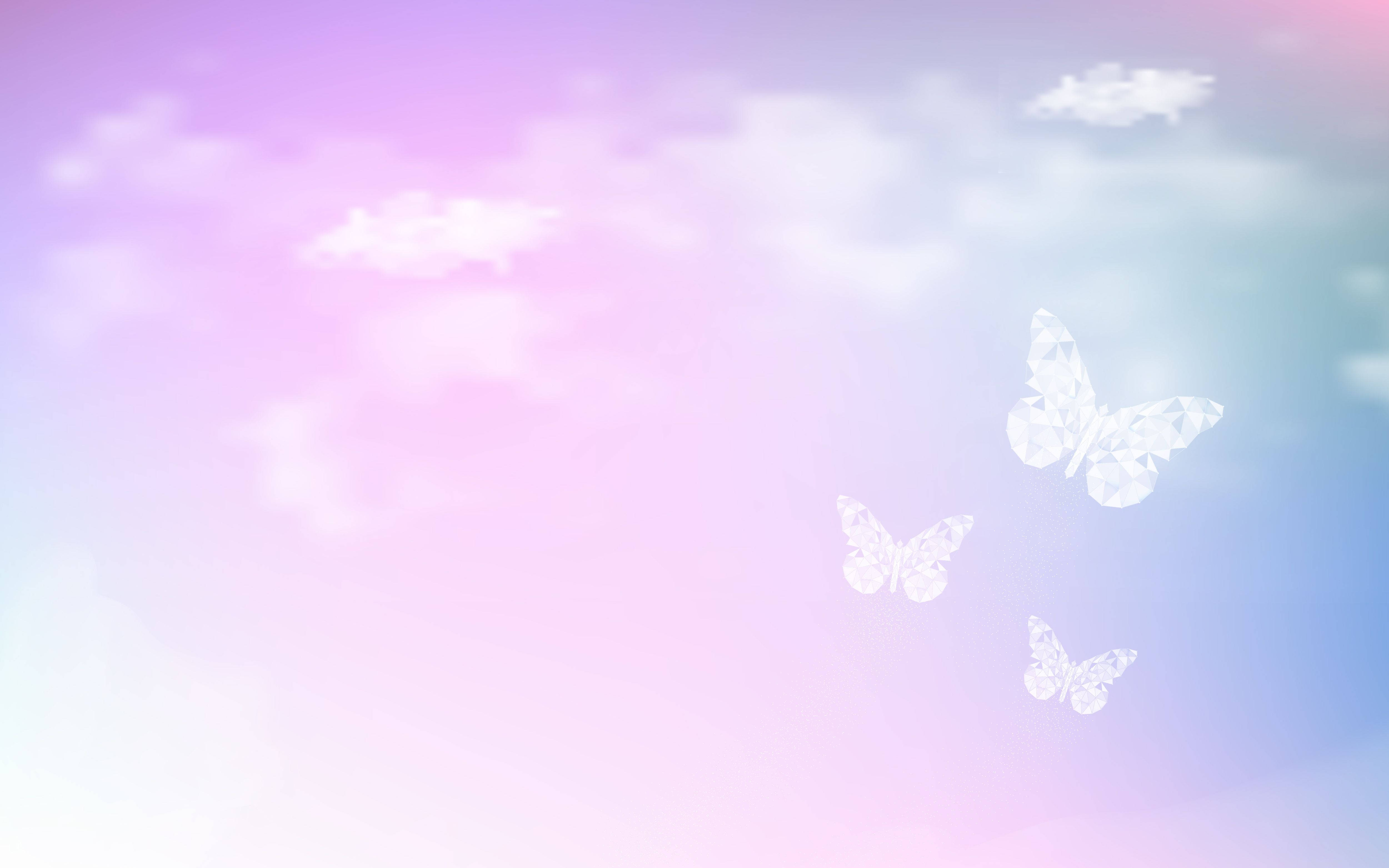 Pastel 4K Rüya Gökyüzü — Kelebek estetiği GIF Duvar Kağıdı