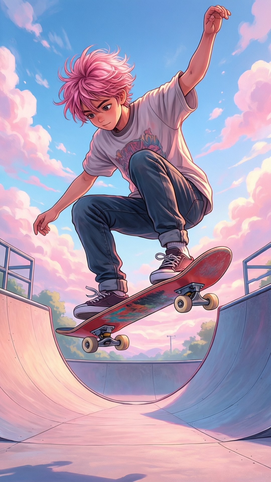Pastel Anime Kaykaycı Duvar Kağıdı