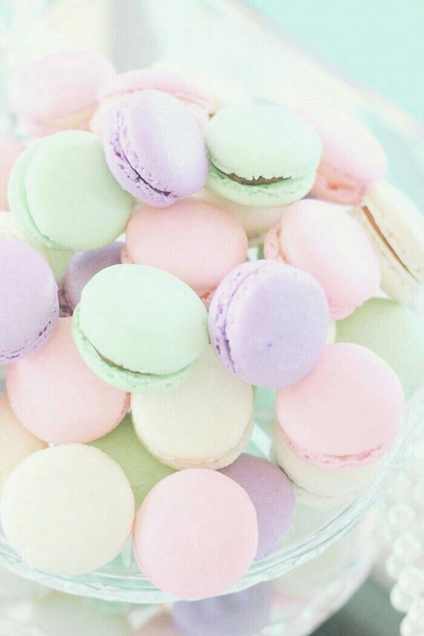 Pastel Gökkuşağı Fransız Makaronları Duvar Kağıdı