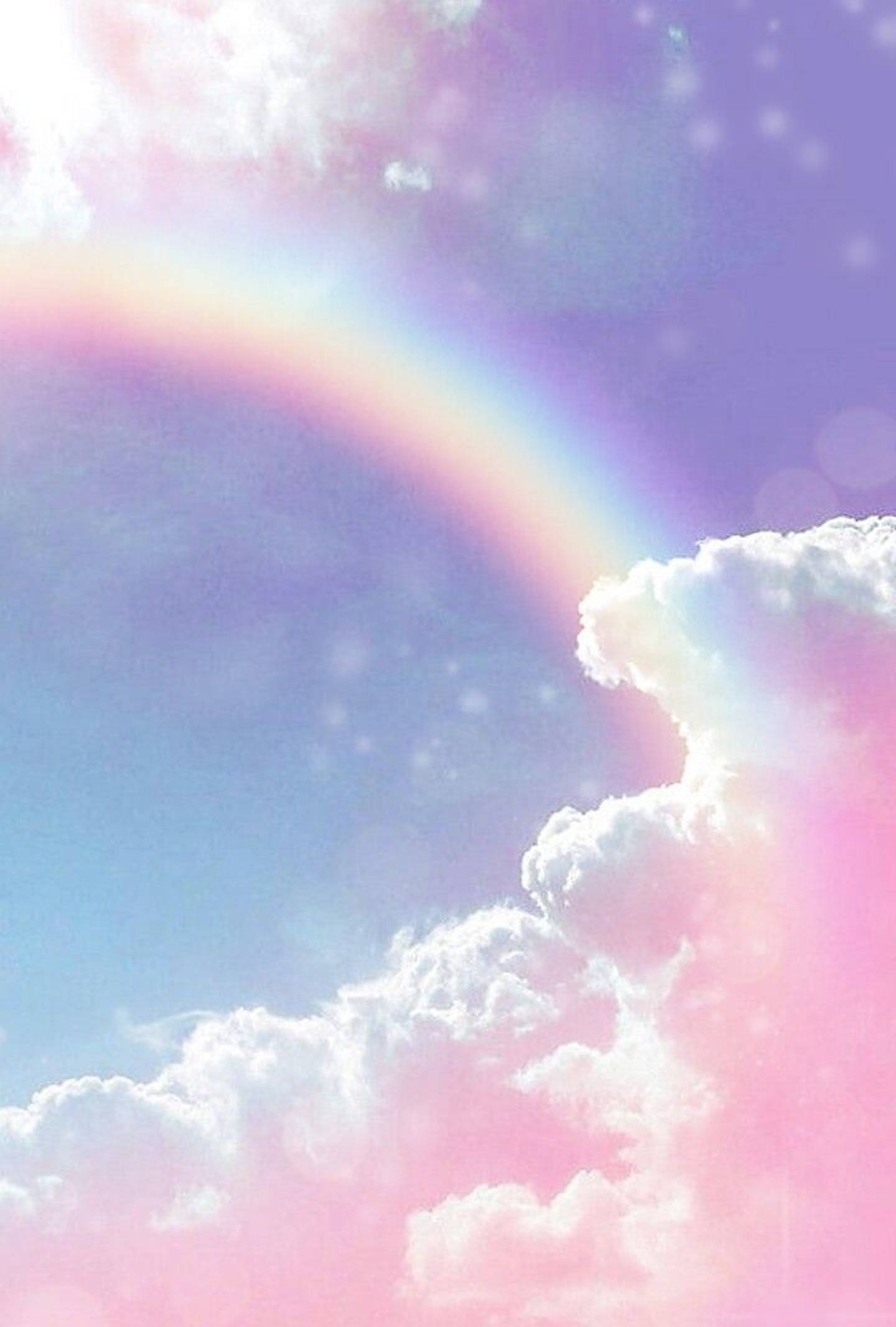 Pastel Gökkuşağı ve Bulutlar Duvar Kağıdı
