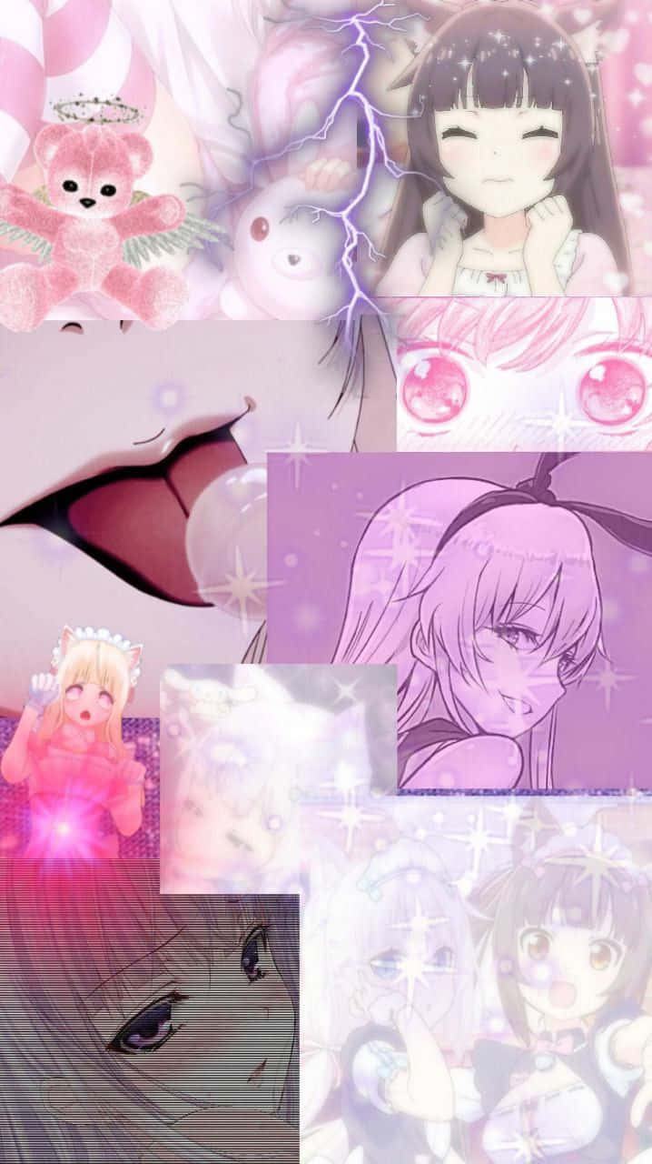 Pastel Got Anime Kızı Kolajı Duvar Kağıdı