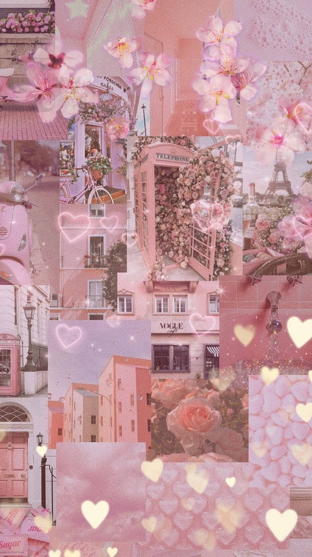 Pastel iPad Pembe Kolaj Sanatı Duvar Kağıdı