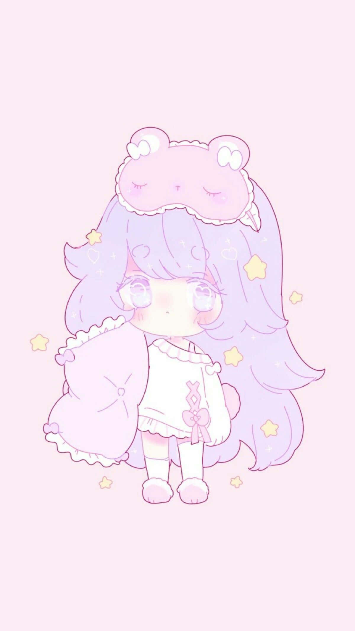 Pastel Pembe Estetik Anime Küçük Kız Duvar Kağıdı