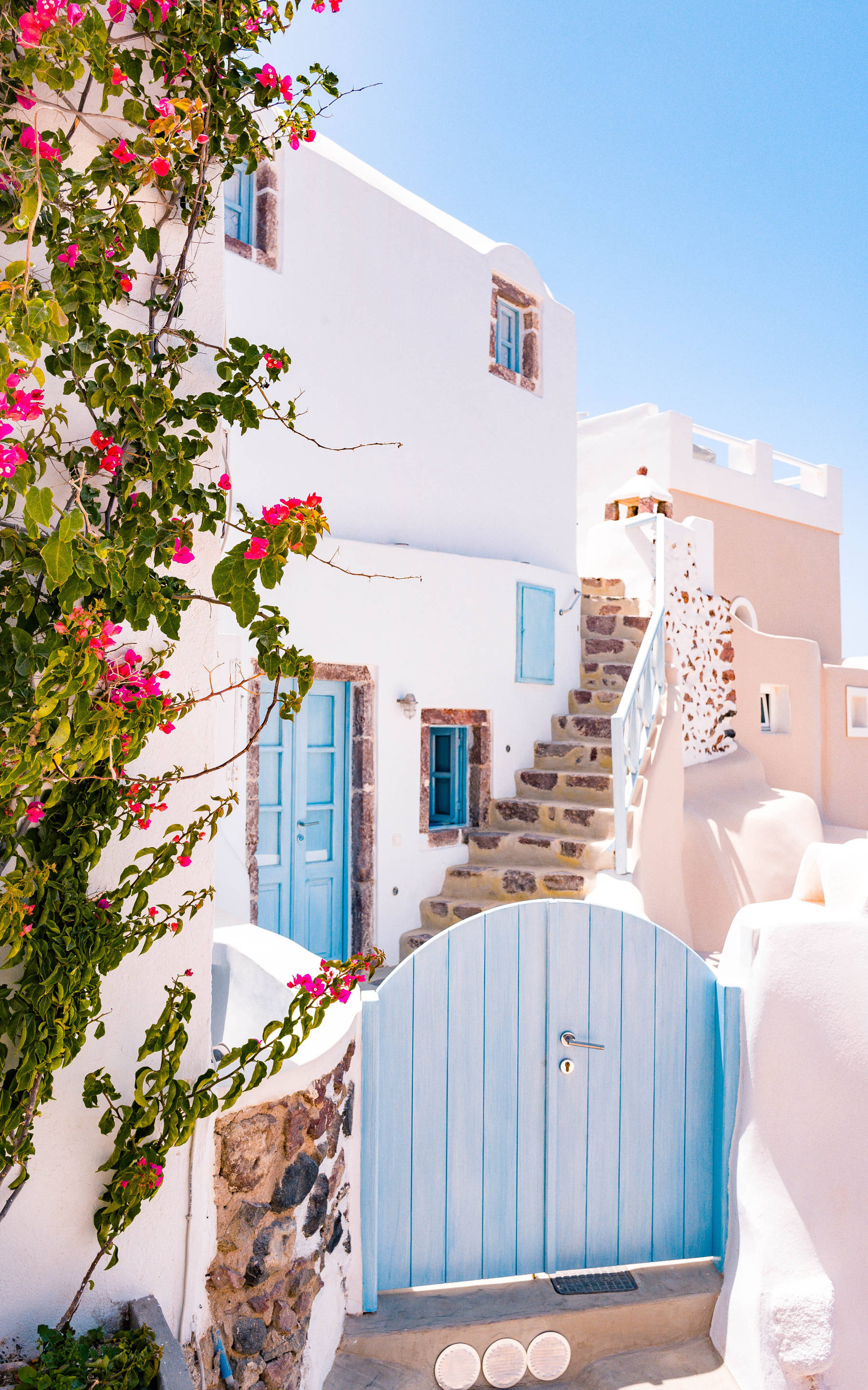 Pastel Renklerde Minimalist Santorini Duvar Kağıdı