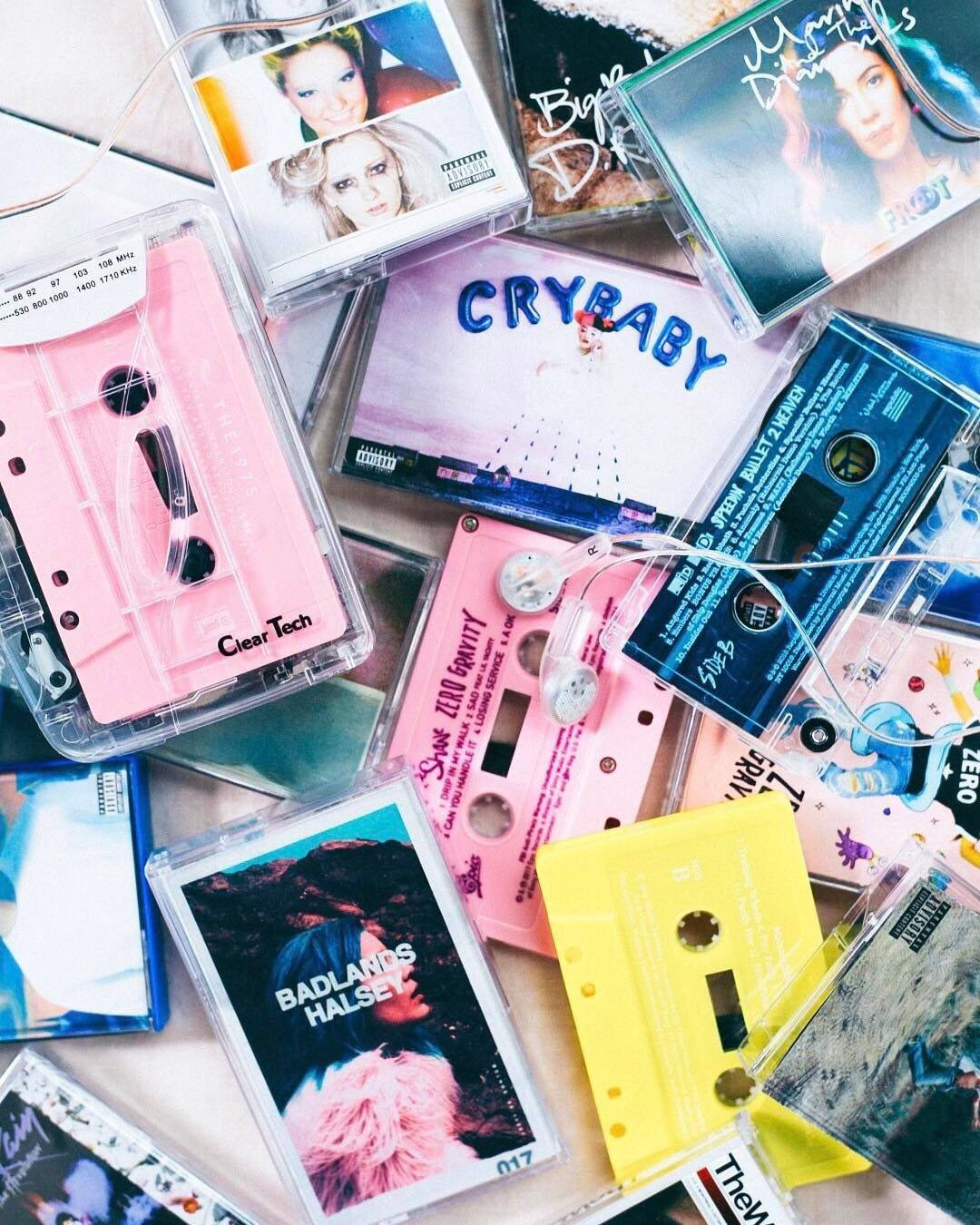 Pastel Renkli Vintage Kaset Fotoğrafı Duvar Kağıdı