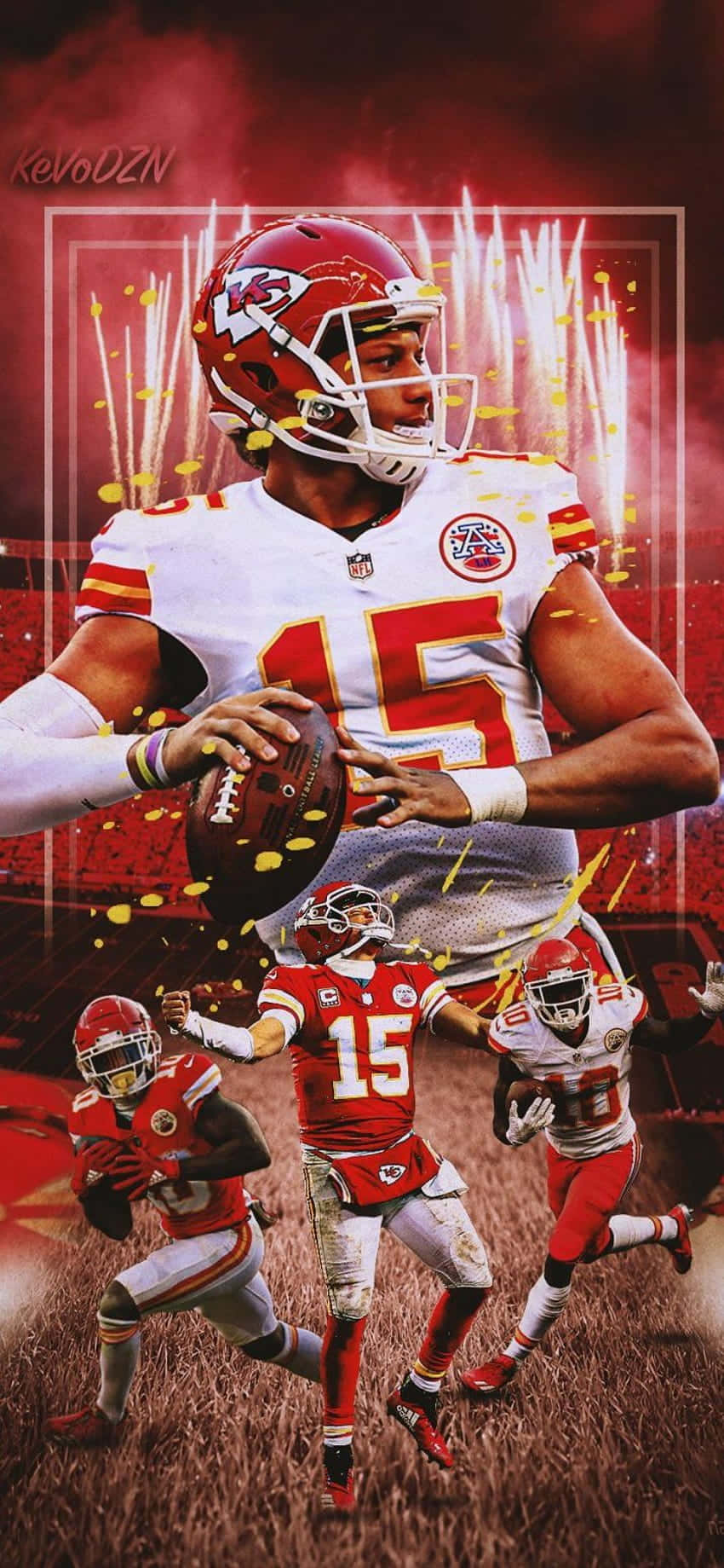 Pat Mahomes telefonunu tutarken Duvar Kağıdı