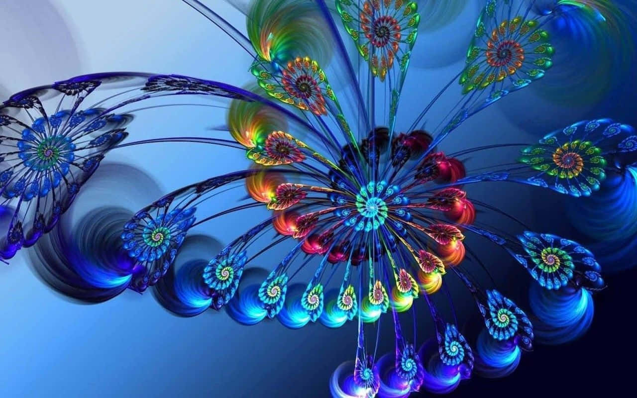 Peacock Aesthetic Fractal Tasarımı Duvar Kağıdı
