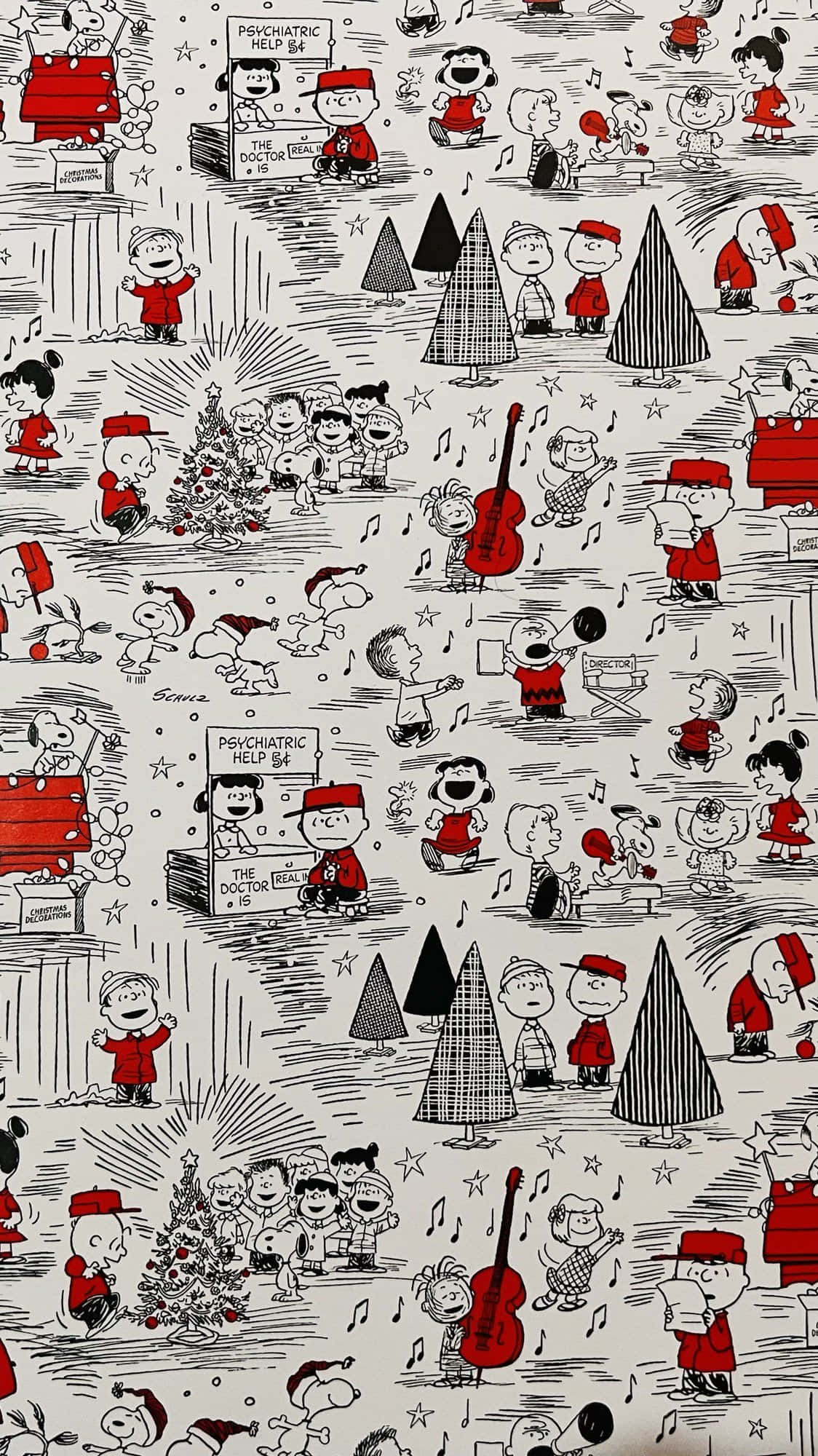 Peanuts Noel Tatil Eskizi Duvar Kağıdı