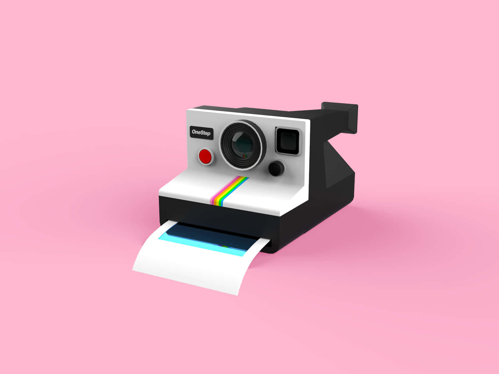 Pembe 3D Model Polaroid Kamera Resmi Duvar Kağıdı