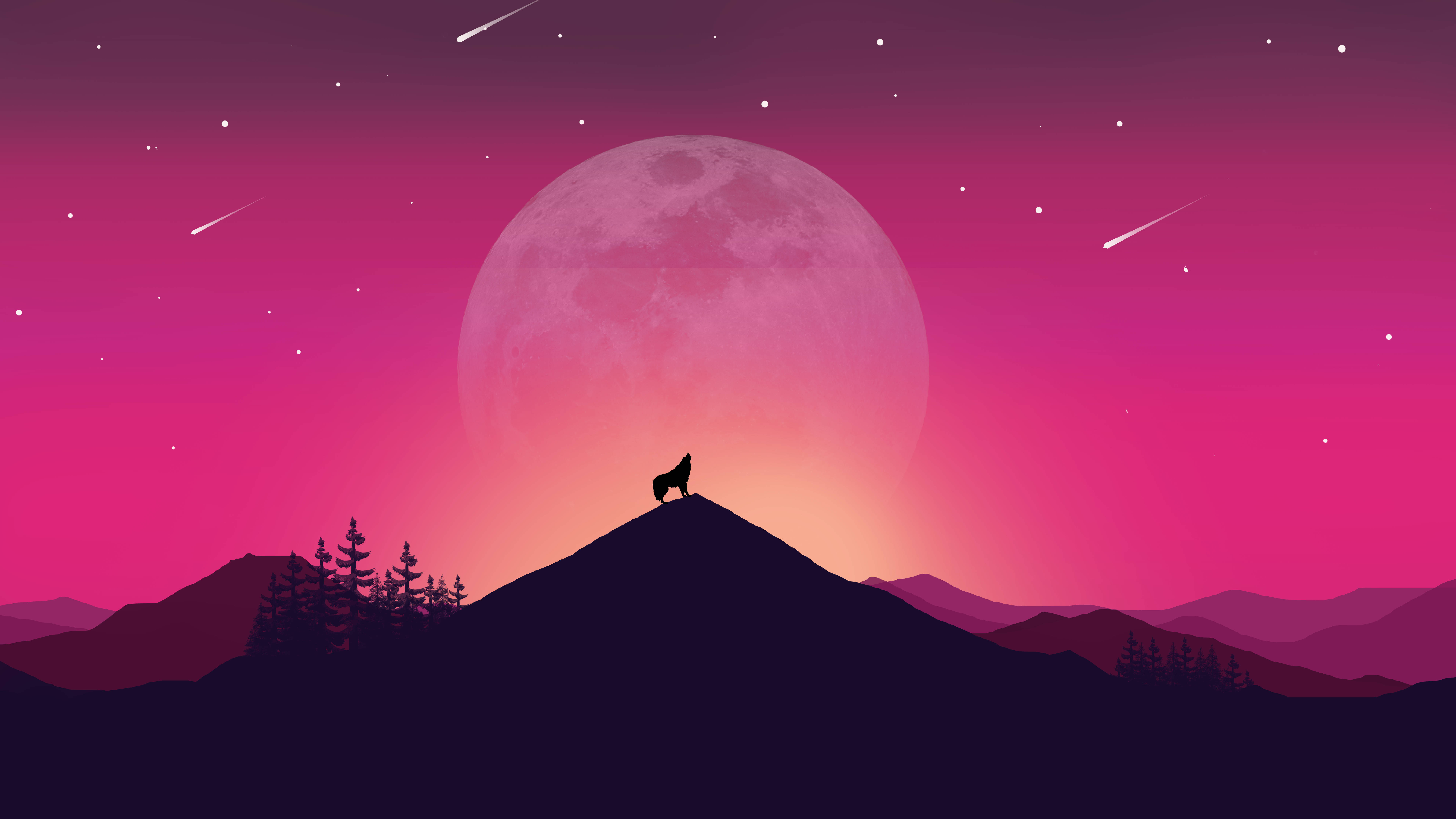 Pembe 4K Ultra HD Kurt Vektör Duvar Kağıdı