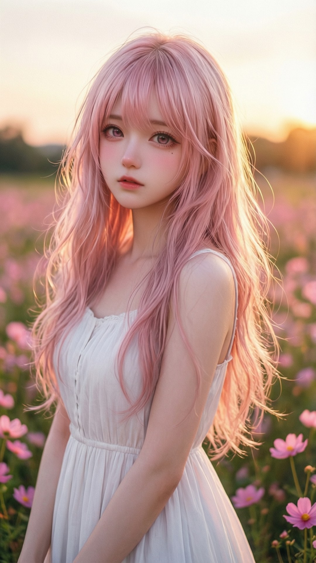 Pembe Alanda Anime Kızı Duvar Kağıdı