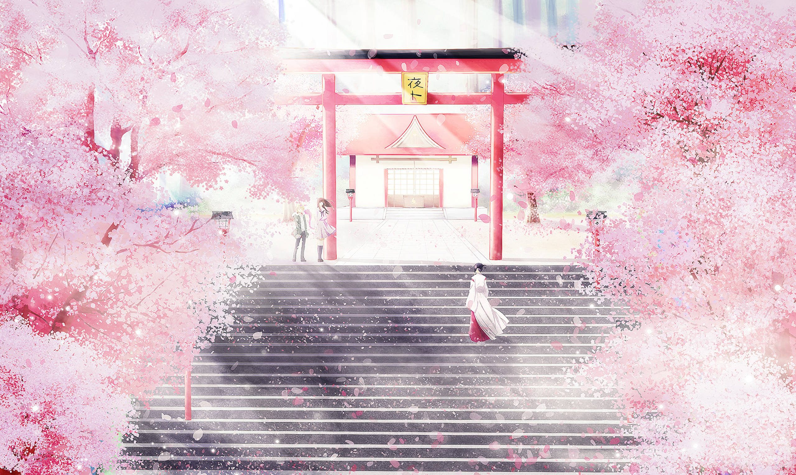 Pembe Anime Estetiği Noragami Tapınağı Duvar Kağıdı
